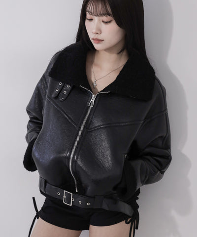 B-3ヴィンテージレザーボアムートンジャケット ／ B-3 vintage leather boa mouton jacket