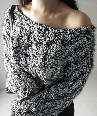 【 ２color 】マシュマロダメージショートニット ／ marshmallow damage short knit
