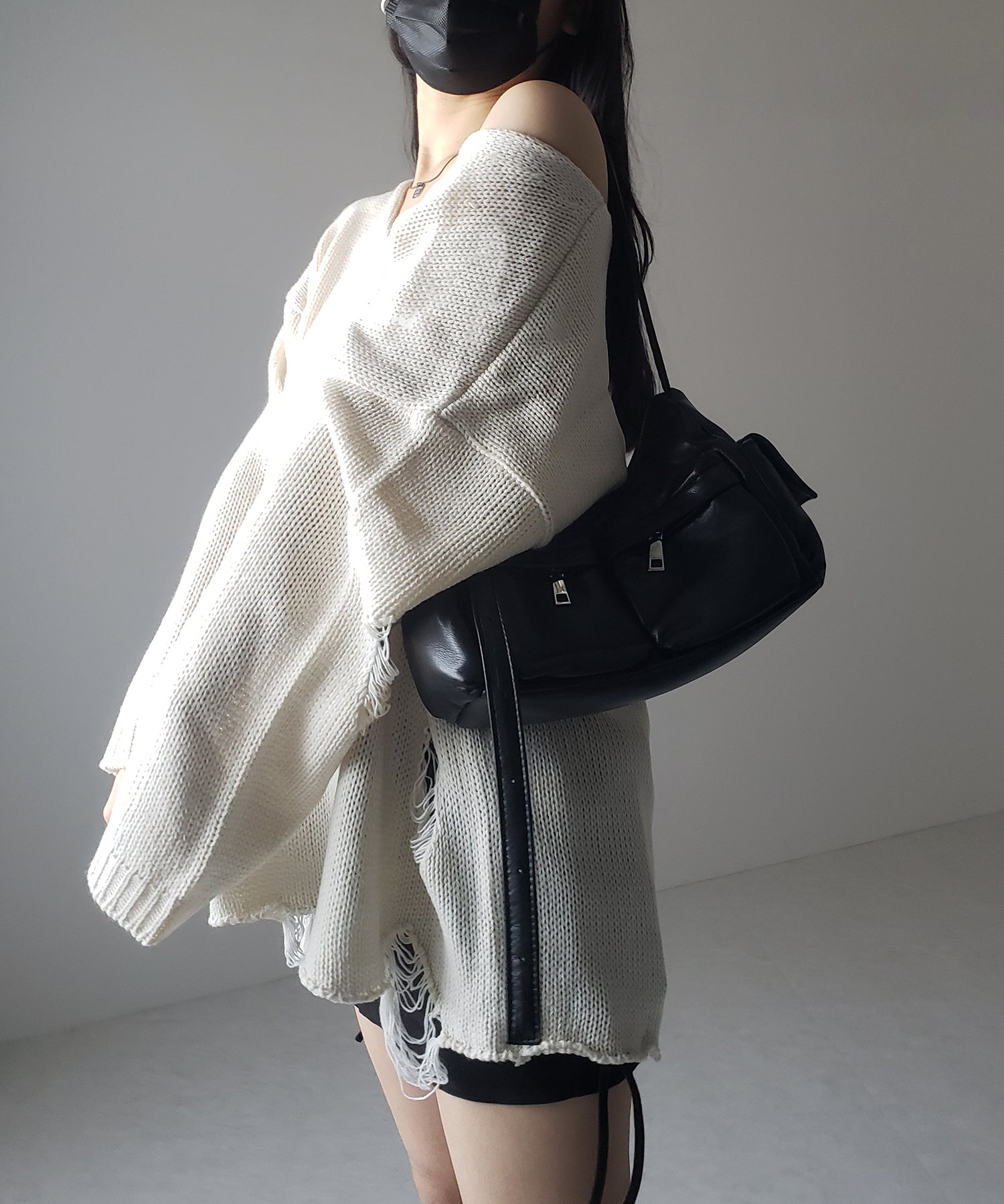 3color 】ワンショルダメージビッグルーズニット / one 3color 】ワンショルダメージビッグルーズニット / one