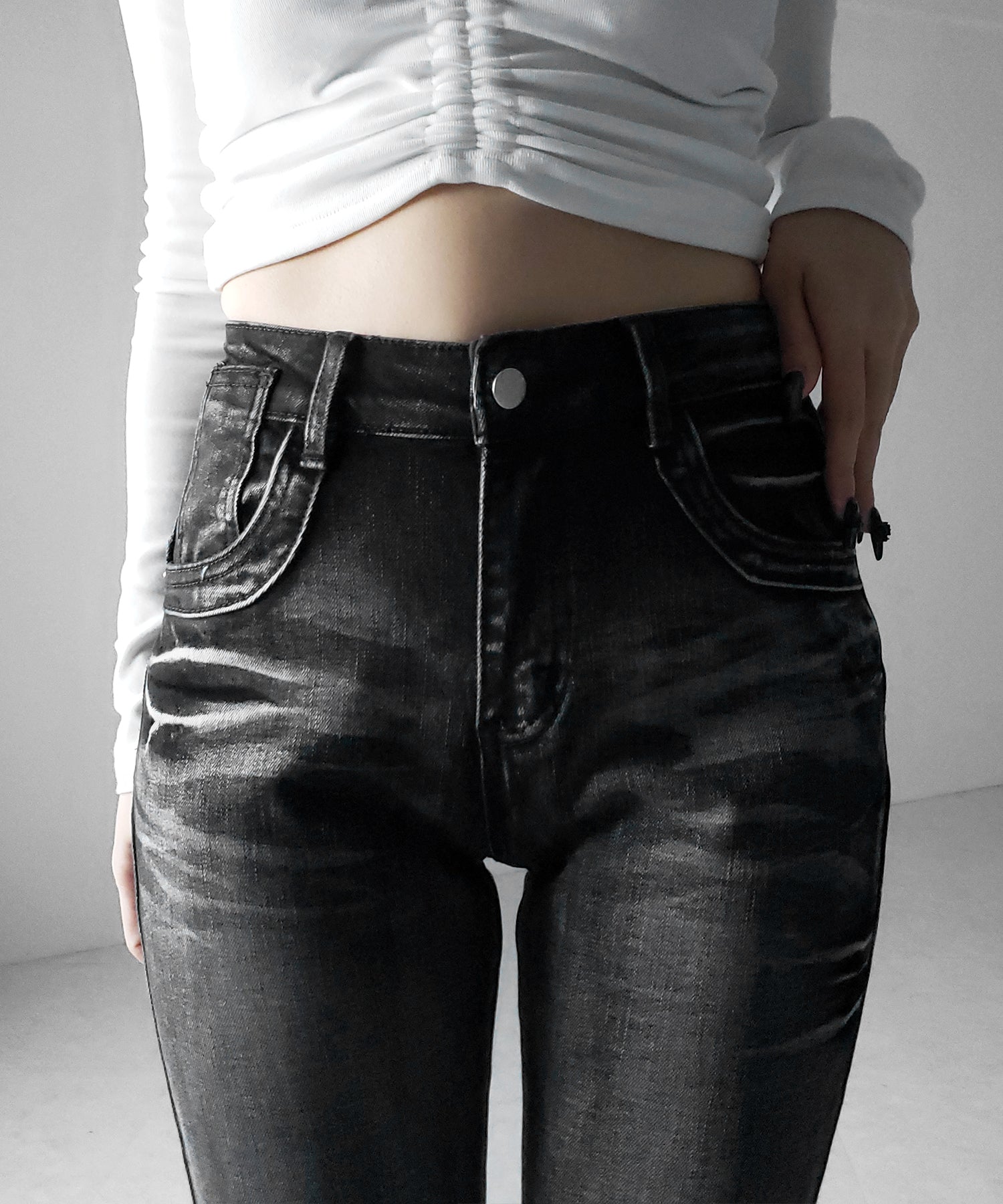 【 ２color ／ ４size 】ヴィンテージライクフリンジストレッチフレアデニム ／ Vintage-like fringe stretch flare denim