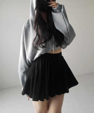 【 ３color ／インナーパンツ裏地付 】ハイウエストカットフレアミニスカート ／ High waist cut flare mini skirt
