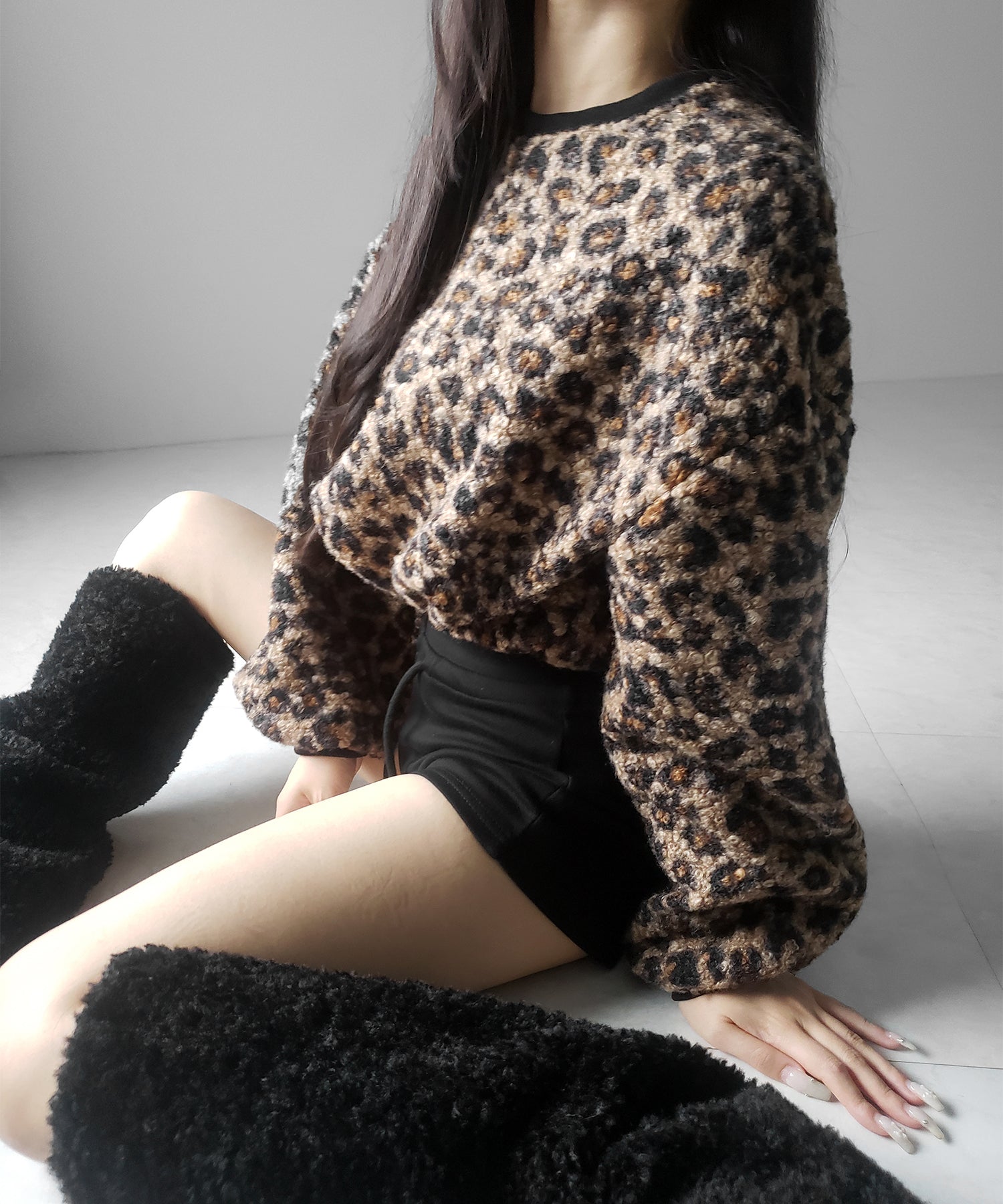 【 ２WAY 】レオパードショートボアプルオーバー ／ 2WAY reopard short boa pullover