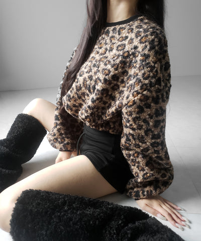 【 ２WAY 】レオパードショートボアプルオーバー ／ 2WAY reopard short boa pullover