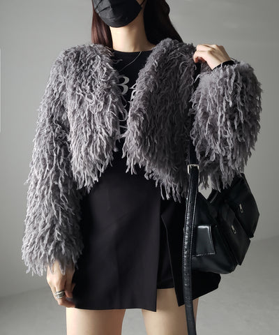 【 ４color 】ムードフェザーワイドスリーブショートカーディガン／ mood feather wide sleeve short cardigan