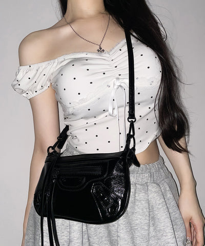 【 ショルダーストラップ付き２WAY 】ヴィンテージライクグランジミニハンドバッグ／ vintage like grunge mini hand bag