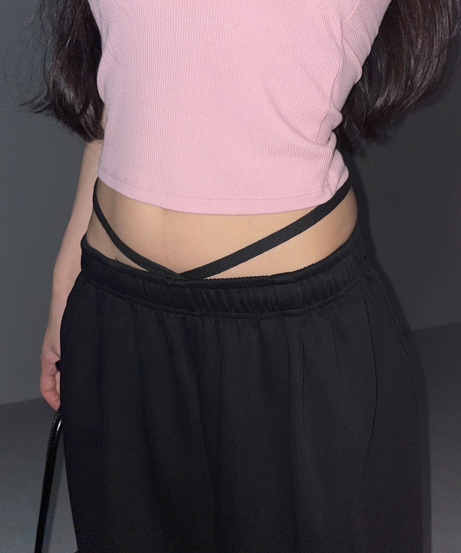 ラインストーンロゴリブタンクトップ／Rhinestone logo ribbed tank top