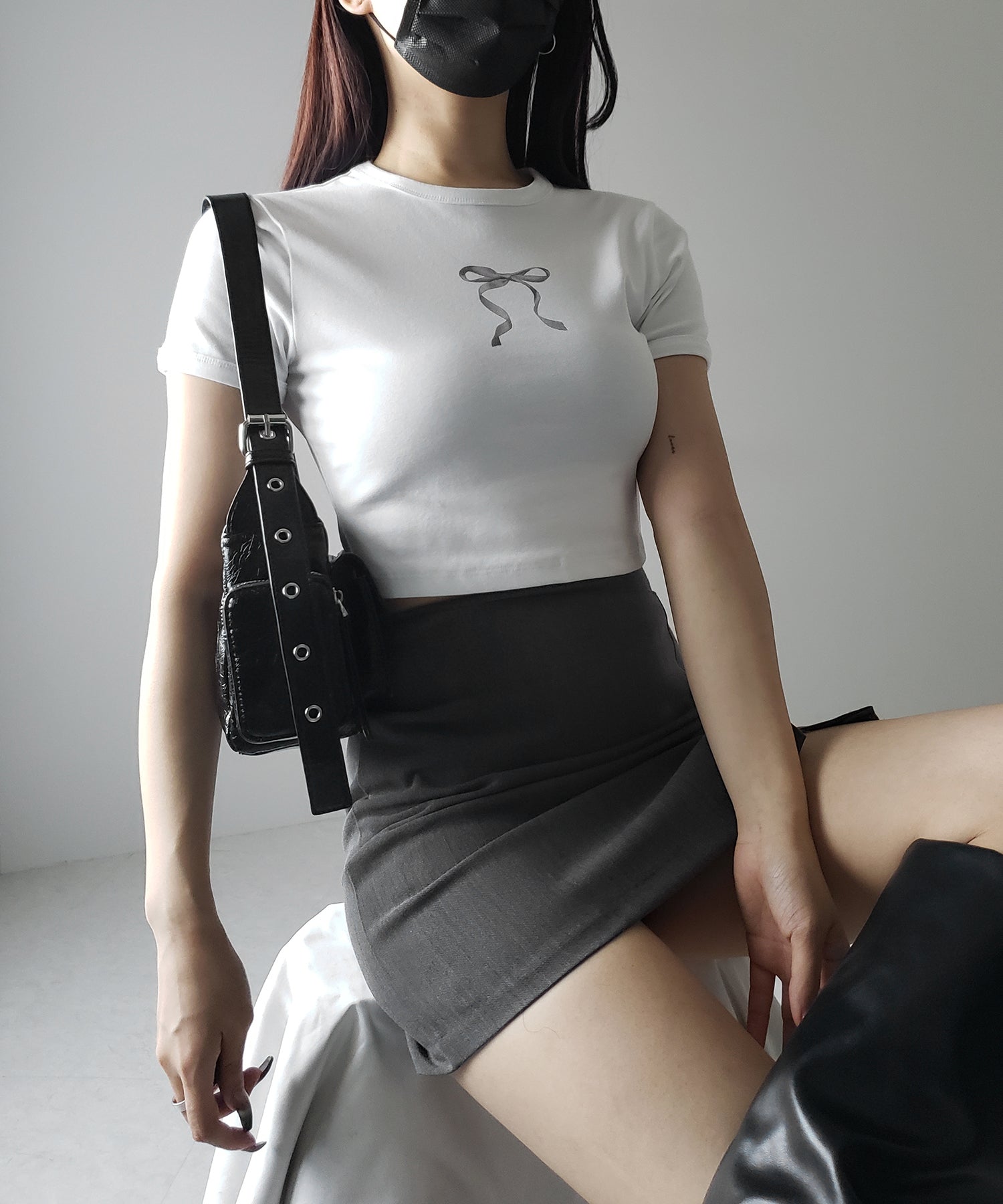 【 ４color 】ミニリボンショートちびＴシャツ ／mini ribbon short chibi Tee