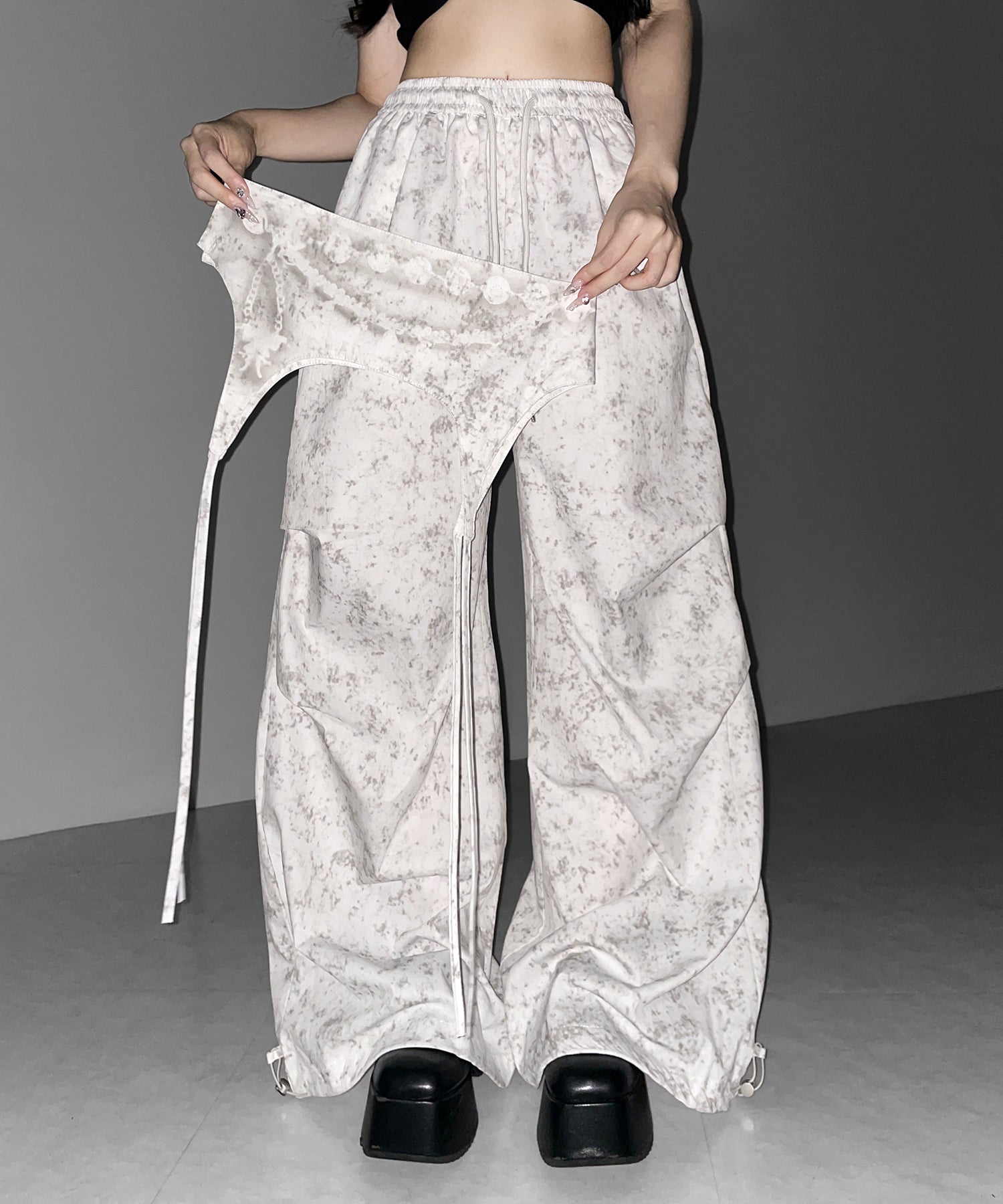 ガーターレイヤードヴィンテージタックワイドパンツ ／ garter layered vintage tack wide pants