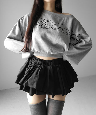 【 インパン裏地付 】ボリュームフレアコットンミニスカート ／ volume flare cotton mini skirt