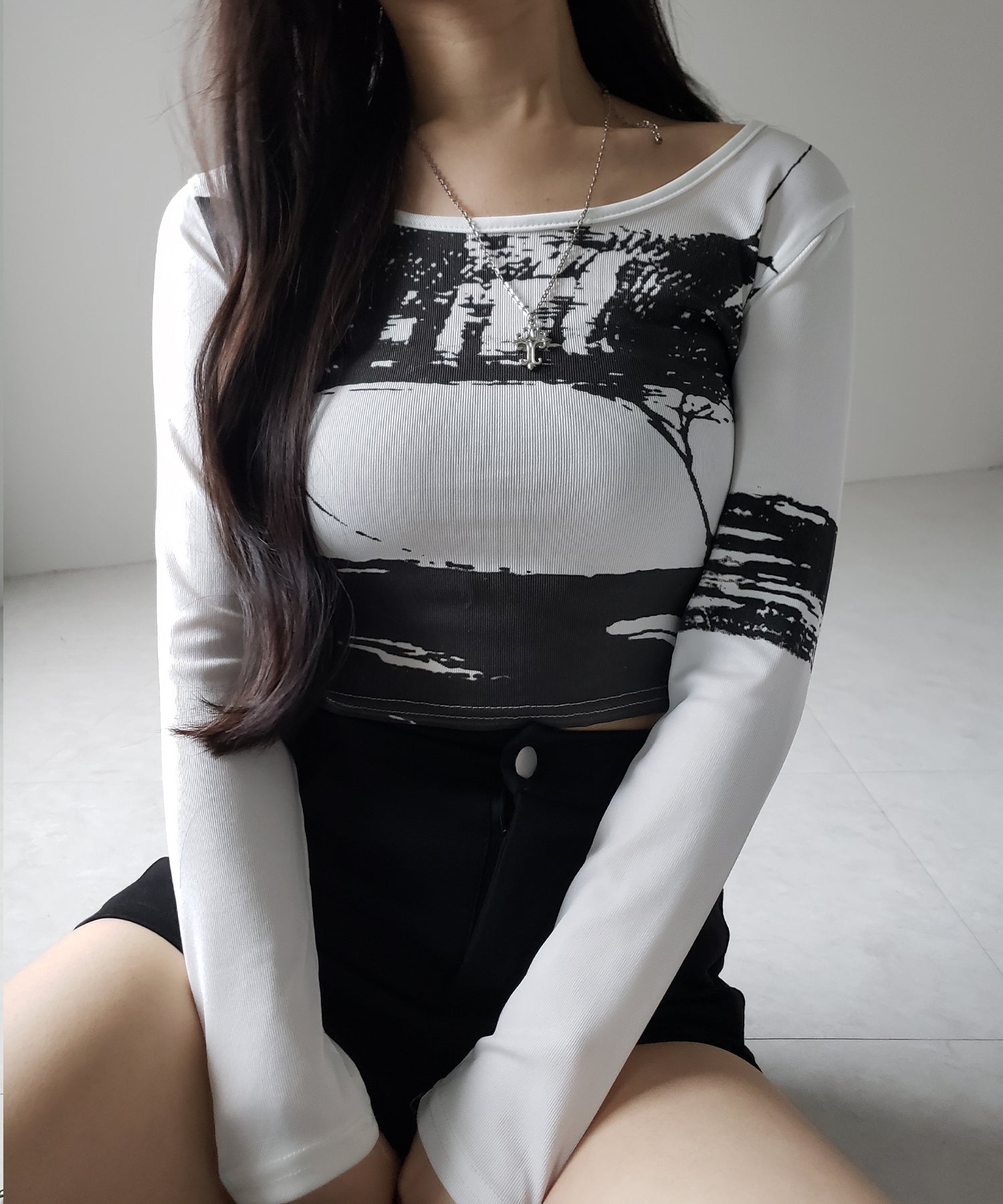 【 ２color 】ヴィンテージプリントショートリブＴシャツ ／ vintage print short lib t-shirt