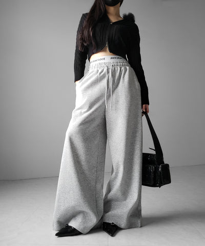 ウエストグランジロゴスウェットワイドパンツ ／ waist grunge logo sweat wide pants