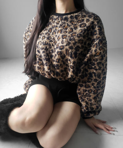 【 ２WAY 】レオパードショートボアプルオーバー ／ 2WAY reopard short boa pullover