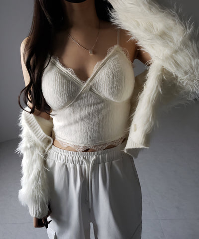 【 カップ付き 】シャギーファーショートビスチェキャミソール ／ shaggy fur short bustier camisole