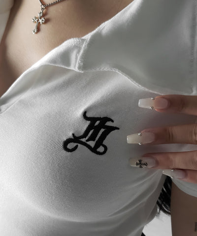 【 ２color 】M LOGO スキッパーショート半袖Tシャツ ／ M LOGO skipper neck short sleeve T-shirt
