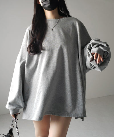 【 ３color 】ボリュームスリーブBIGスウェットロンＴ ／ big sweat long Tee