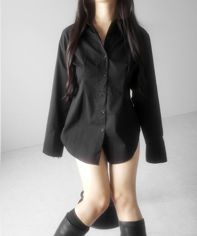 ウエストタックフレアレディシャツ ／ waist tuck flare lady shirts