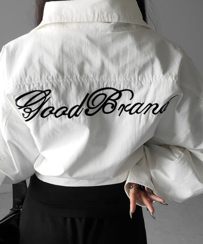 レタリングバックロゴスタンドカラーショートブルゾン ／ lettering back logo stand collar short blouson