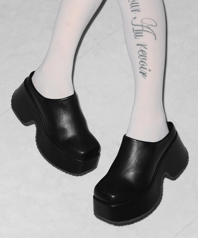 厚底スクエアサボサンダル／platform square sabo sandals