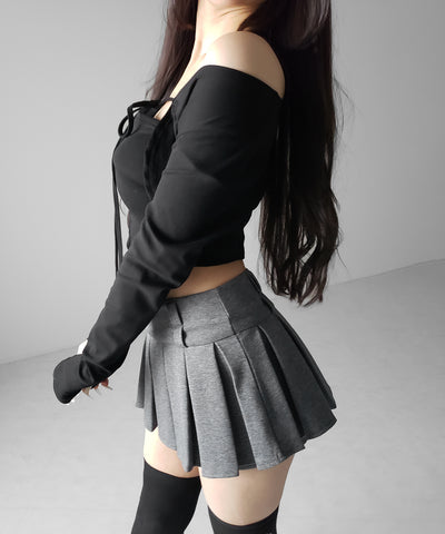 【 インパン裏地付 】プリーツスウェットマイクロミニスカパン ／ plests sweat micro mni skirt pants