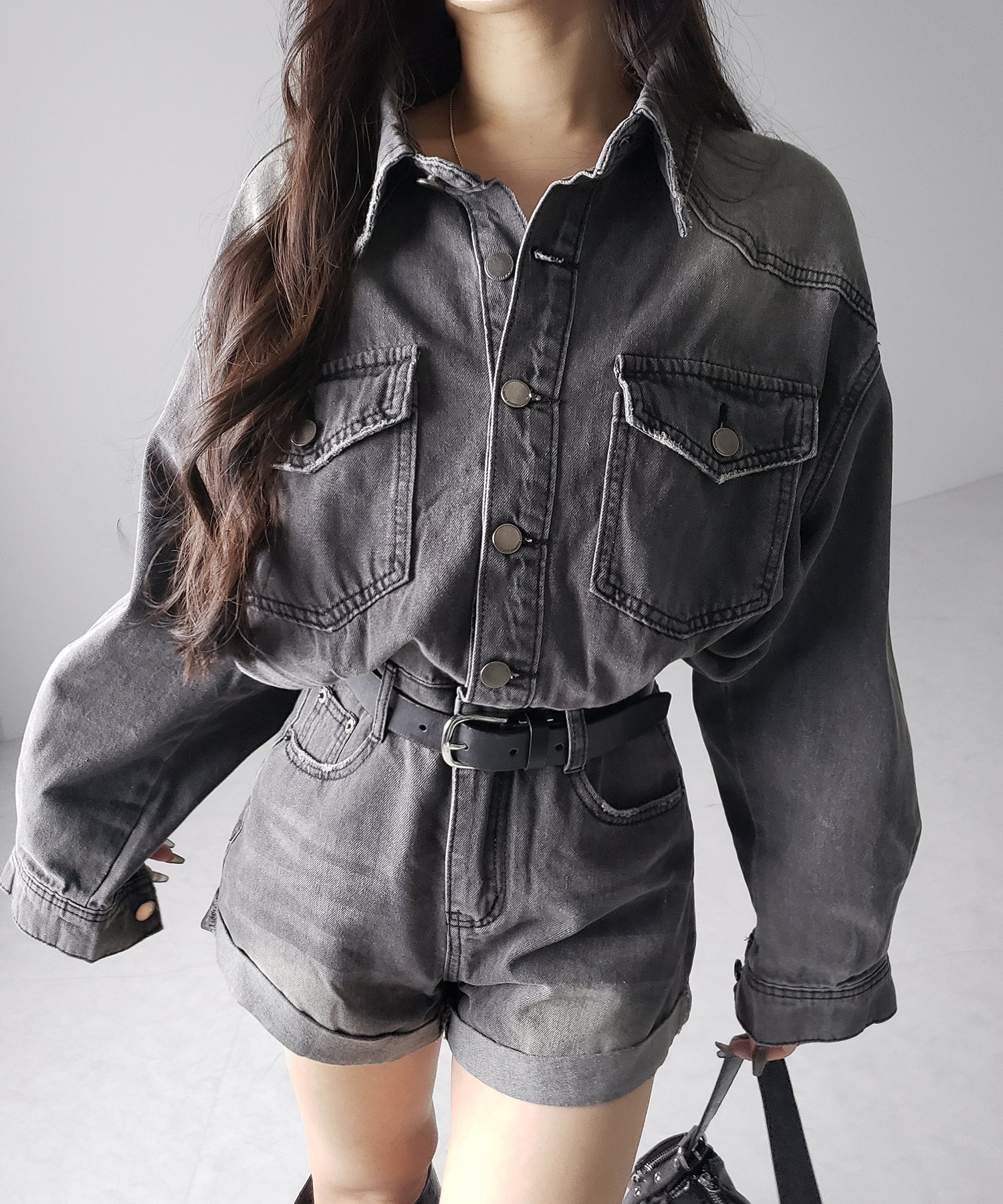 ヴィンテージデニムハイウエストミニオールインワン ／ vintage denim high waist mini allinone