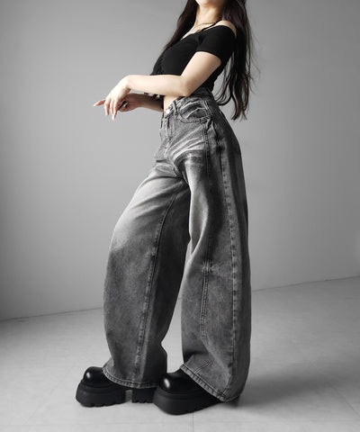 【 ３size 】ヴィンテージブラックウォッシュバルーンデニム ／ Vintage black wash balloon denim