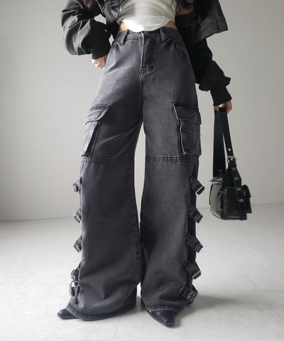 【 ４size 】ヴィンテージサイドベルテッドカーゴデニム ／ vintage side belted cargo denim