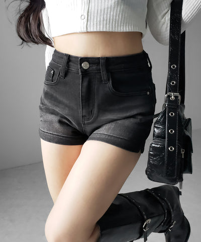 ハイウエストストレッチデニムタイトショートパンツ ／ high wast stretch denim tight short pants