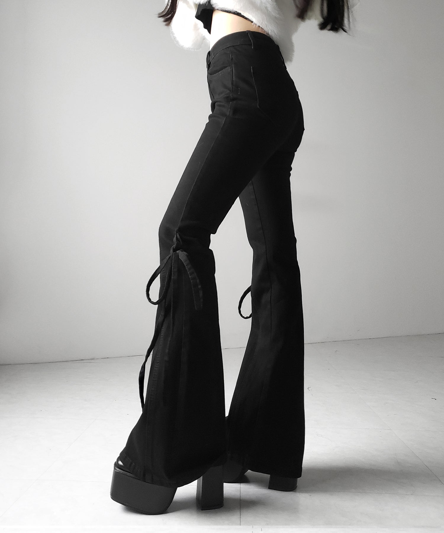 ストラップリボンヴィンテージストレッチフレアデニム ／ strap ribbon vintage stretch flare denim