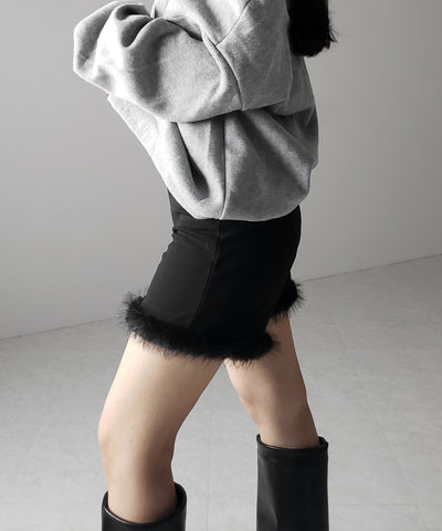 【 ４size 】ヘムフェザーバイカーショートパンツ ／ hem feather biker short pants