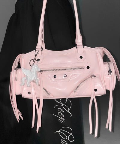 【 ショルダーストラップ付き２WAY 】ヴィンテージアウトポケットグランジボストンショルダーバッグ／ vintage out pocket grunge boston shoulder bag