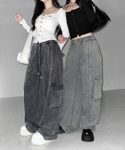 ピグメントヴィンテージヘビーワイドカーゴスウェットパンツ ／ pigment vintage heavy wide cargo sweatpants