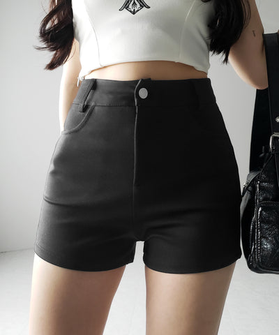 【 ２color ／４size 】ハイウエストタイトスパンショートパンツ ／ high waist tight span short pants