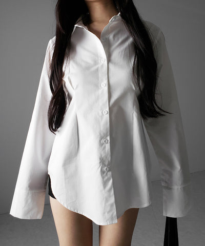ウエストタックフレアレディシャツ ／ waist tuck flare lady shirts