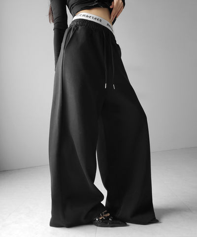 ウエストグランジロゴスウェットワイドパンツ ／ waist grunge logo sweat wide pants