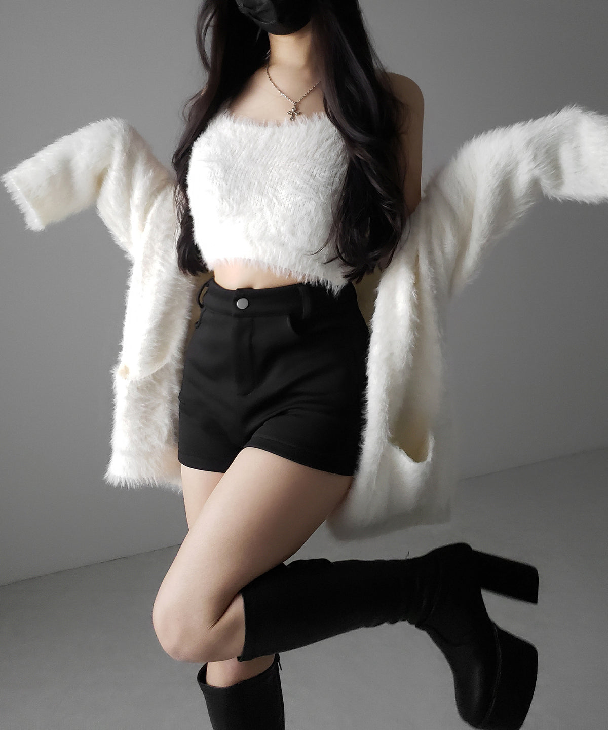 裏起毛ハイウエストタイトスパンショートパンツ ／ urakimo high waist tight span short pants
