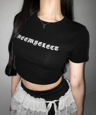 【 ２color 】グランジロゴショートちびTシャツ ／ grunge logo short chibi T-shirt