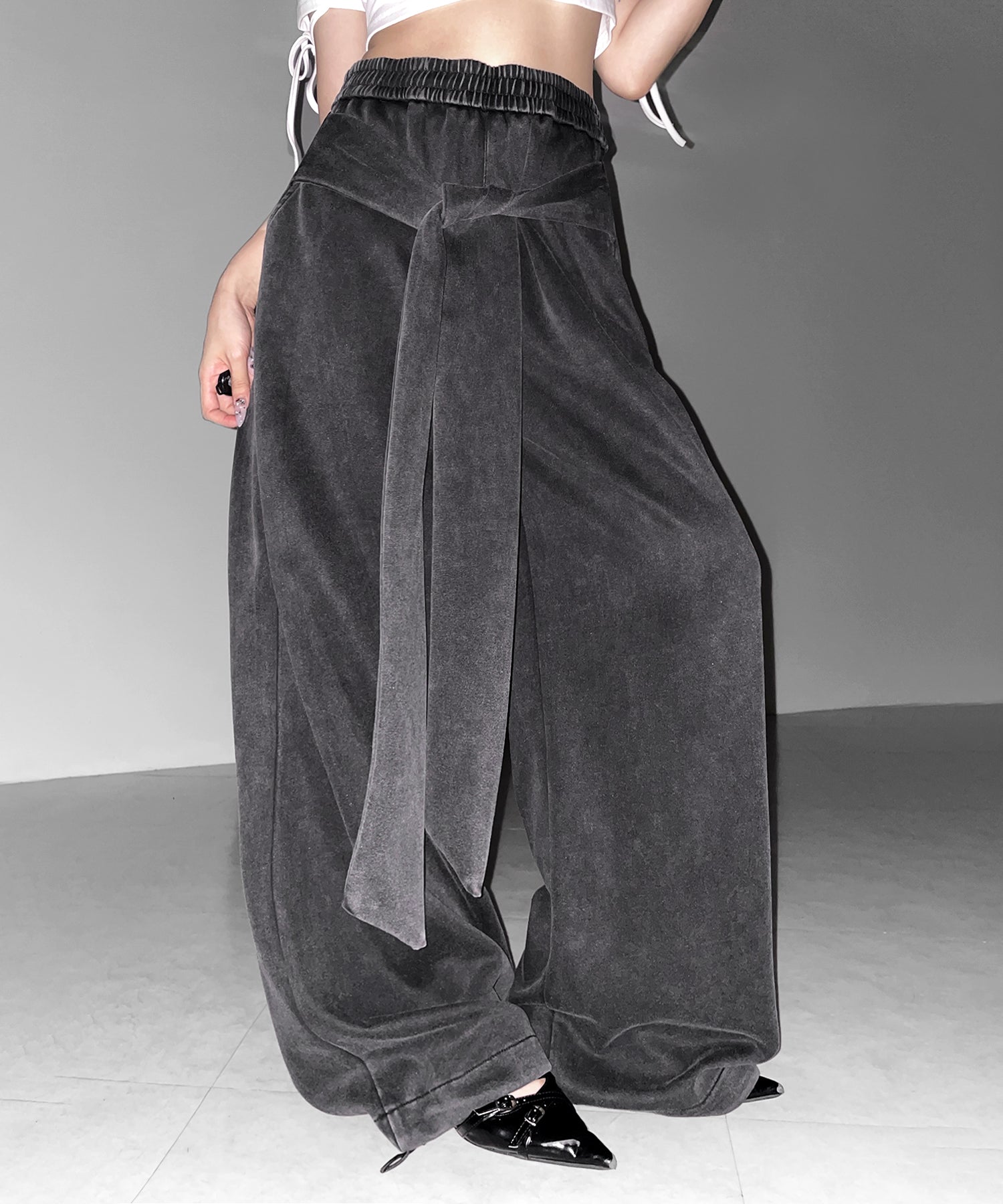 フェイクレイヤードピグメントスウェットワイドパンツ ／ fake layered pigment sweat wide pants