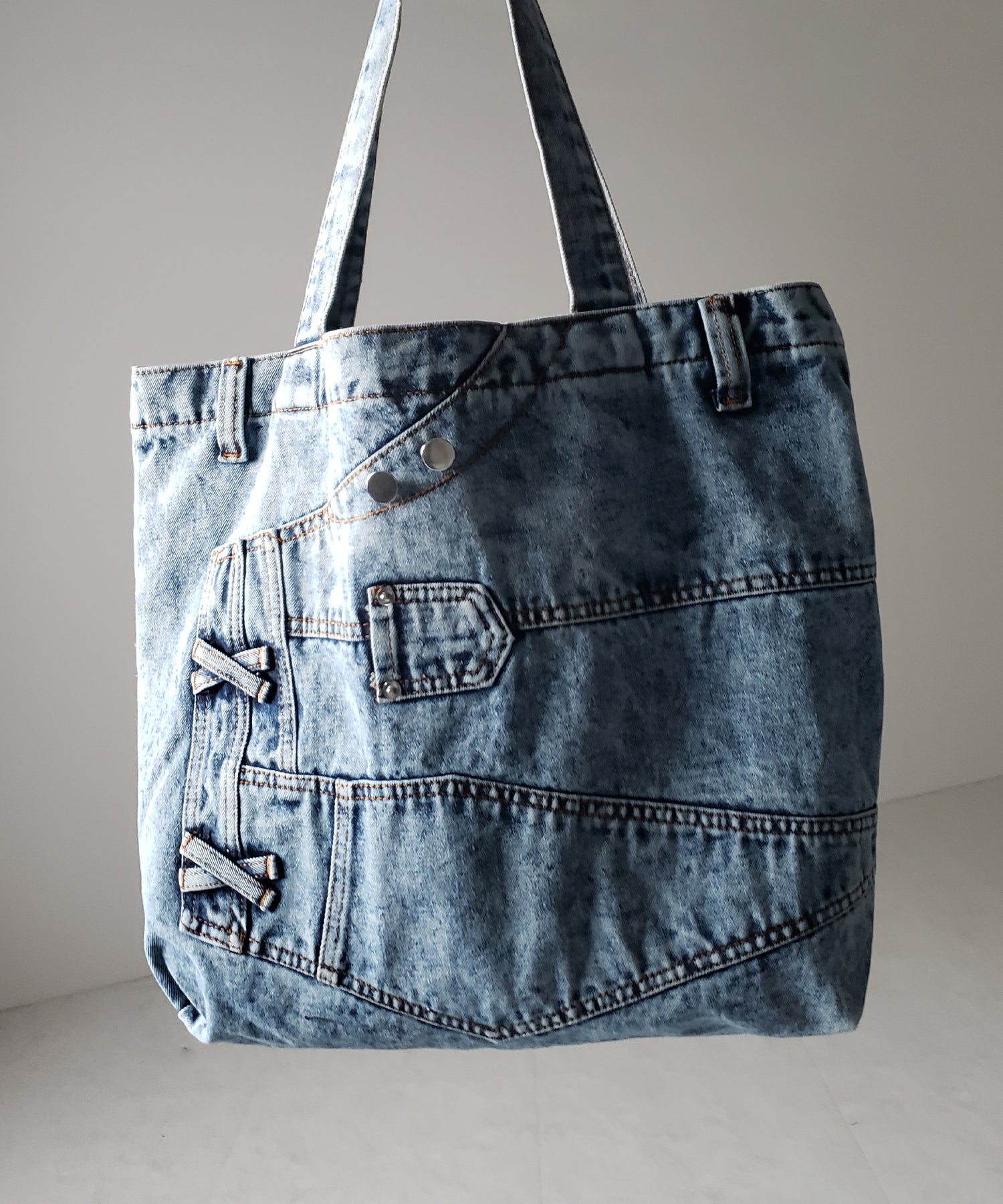 【 ２color 】ヴィンテージドッキングウォッシュデニムバッグ ／ vintage docking washed denim bag