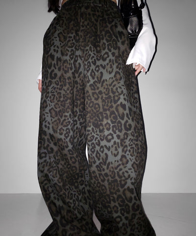 【 ２color 】ヴィンテージライクレオパードツイルワイドパンツ ／ vintage like leopard twill wide pants