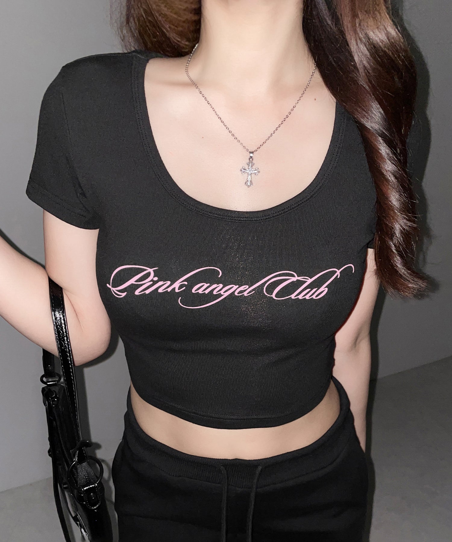 【 PINK ANGEL CLUB 】 レタリングロゴスクエアショートＴシャツ ／ PINK ANGEL CLUB lettering logo square short T-shirts