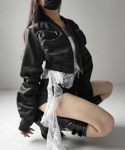 【 ２color 】アウトポケットジップアップショートブルゾン ／ out pocket zip up short blouson