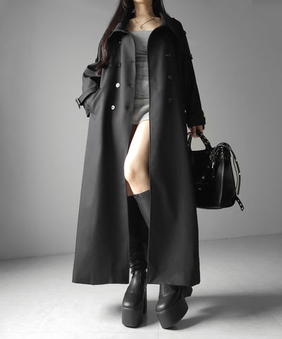 ２WAYスタンドカラーオーバーロングトレンチコート ／ 2WAY stand collar over long trench coat
