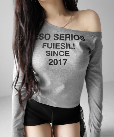 コンパクトロゴワンショルルーズロンT ／ compact logo one-Shoulder loose long-sleeve T-Shirt