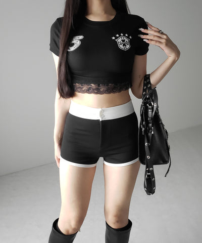 【 ２color ／２size 】バイカラーマイクロミニスパンショートパンツ ／ bicolor micro mini span short pants