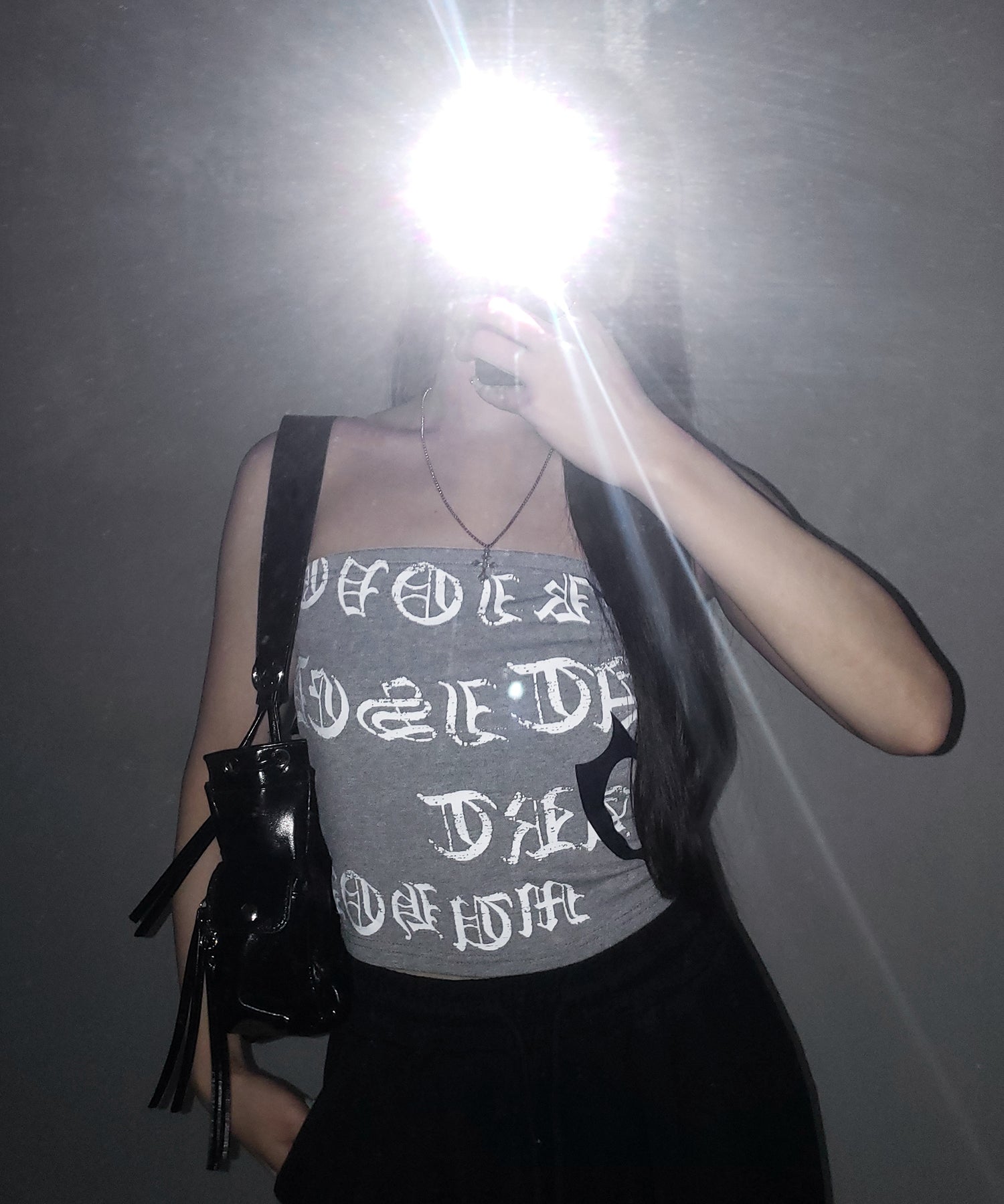 グランジロゴチューブベアトップ ／ grunge logo tube bare top