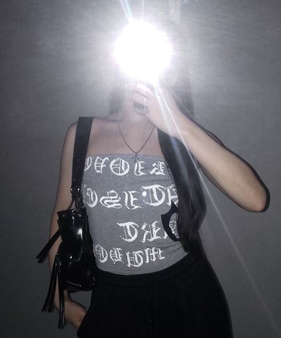 グランジロゴチューブベアトップ ／ grunge logo tube bare top