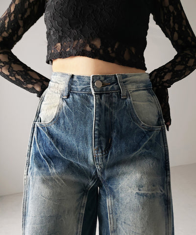 【 ４size 】ヴィンテージライクサイドタックストレートデニム ／vintage like side tuck straight denim