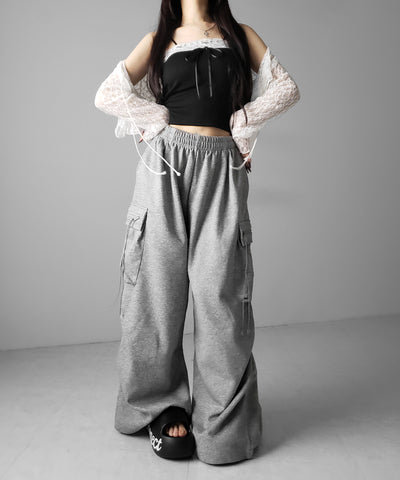 フロントリボンレースショートキャミソール ／ front ribbon lace short camisole