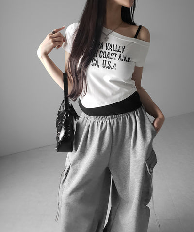 ヴィンテージロゴワンショルレイヤードＴシャツ ／ vintage logo one-shoulder layered T-shirt