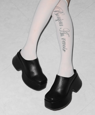 厚底スクエアサボサンダル／platform square sabo sandals